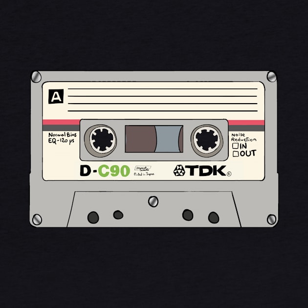 Vintage line art audio cassette by Catcrea